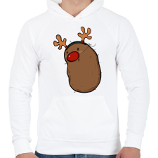 PRINTFASHION Rénszarvas krumpli - Férfi kapucnis pulóver - Fehér férfi pulóver, kardigán