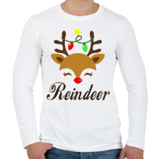 PRINTFASHION Rénszarvas/Reindeer - Férfi hosszú ujjú póló - Fehér férfi póló