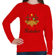 PRINTFASHION Rénszarvas/Reindeer - Női pulóver - Piros női pulóver, kardigán