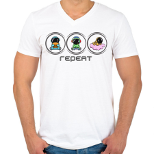 PRINTFASHION Repeat gamer - Férfi V-nyakú póló - Fehér férfi póló