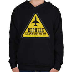 PRINTFASHION Repülés mindenek felett - Gyerek kapucnis pulóver - Fekete