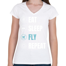 PRINTFASHION Repülés - Női V-nyakú póló - Fehér női póló