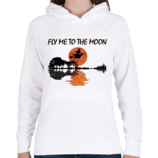 PRINTFASHION Repülj a holdig! - Női kapucnis pulóver - Fehér női pulóver, kardigán