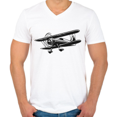 PRINTFASHION repülő gép - Férfi V-nyakú póló - Fehér