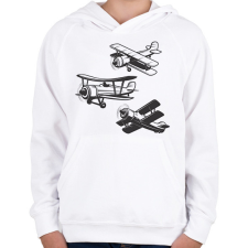 PRINTFASHION repülőgép - Gyerek kapucnis pulóver - Fehér gyerek pulóver, kardigán