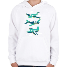 PRINTFASHION Repülők - Gyerek kapucnis pulóver - Fehér