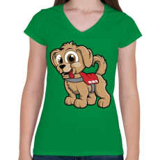 PRINTFASHION Rescue Puppy - Női V-nyakú póló - Zöld