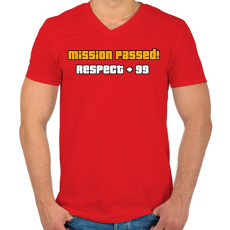 PRINTFASHION + RESPECT - Férfi V-nyakú póló - Piros