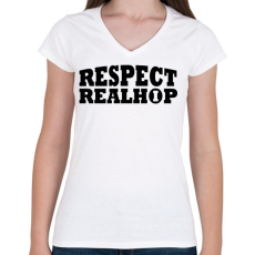 PRINTFASHION Respect - Női V-nyakú póló - Fehér