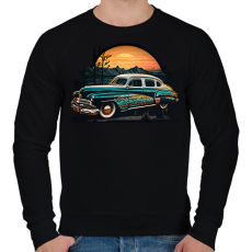 PRINTFASHION Retro autó naplementénél - Férfi pulóver - Fekete