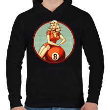 PRINTFASHION Retro bilárd - Férfi kapucnis pulóver - Fekete férfi pulóver, kardigán