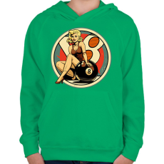 PRINTFASHION Retro biliárd 8-as golyó - Gyerek kapucnis pulóver - Zöld