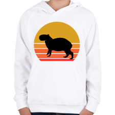 PRINTFASHION Retro Capybara - Gyerek kapucnis pulóver - Fehér gyerek pulóver, kardigán