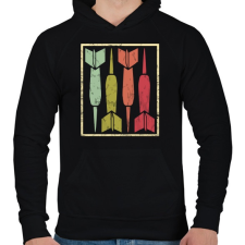 PRINTFASHION Retro darts - Férfi kapucnis pulóver - Fekete férfi pulóver, kardigán