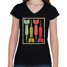 PRINTFASHION Retro darts - Női V-nyakú póló - Fekete