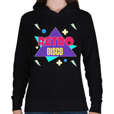 PRINTFASHION Retro disco  - Női kapucnis pulóver - Fekete