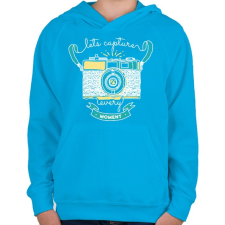 PRINTFASHION Retro fényképező - Gyerek kapucnis pulóver - Azúrkék gyerek pulóver, kardigán