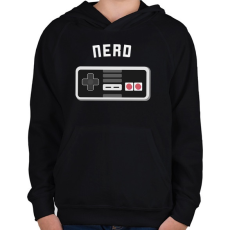 PRINTFASHION Retro gamer - Gyerek kapucnis pulóver - Fekete