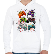 PRINTFASHION Retro Halloween Gaming Controller - Férfi kapucnis pulóver - Fehér férfi pulóver, kardigán