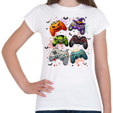 PRINTFASHION Retro Halloween Gaming Controller - Női póló - Fehér