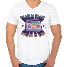 PRINTFASHION Retro hangulat - kazettás magnó - Férfi V-nyakú póló - Fehér férfi póló