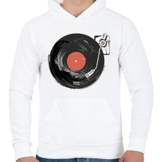 PRINTFASHION Retro hangulat - lemezjátszó - Férfi kapucnis pulóver - Fehér