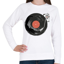PRINTFASHION Retro hangulat - lemezjátszó - Női pulóver - Fehér női pulóver, kardigán