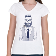 PRINTFASHION Retro Hipster - Női V-nyakú póló - Fehér női póló