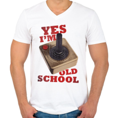 PRINTFASHION RETRO játékos - Férfi V-nyakú póló - Fehér