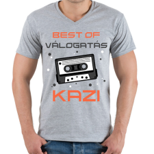 PRINTFASHION Retro kazetta - Férfi V-nyakú póló - Sport szürke férfi póló