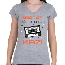 PRINTFASHION Retro kazetta - Női V-nyakú póló - Sport szürke női póló