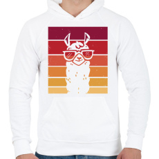 PRINTFASHION Retro láma - Férfi kapucnis pulóver - Fehér