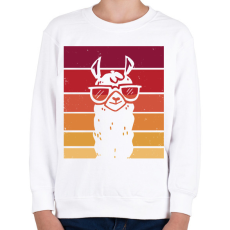 PRINTFASHION Retro láma - Gyerek pulóver - Fehér