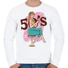 PRINTFASHION Retro lány - 50-es évek - Férfi pulóver - Fehér