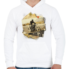 PRINTFASHION Retro motoros - Férfi kapucnis pulóver - Fehér