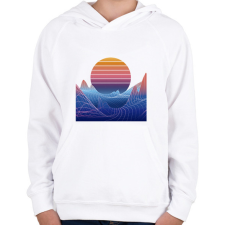 PRINTFASHION Retro naplemente - Gyerek kapucnis pulóver - Fehér gyerek pulóver, kardigán