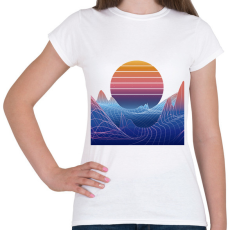 PRINTFASHION Retro naplemente - Női póló - Fehér