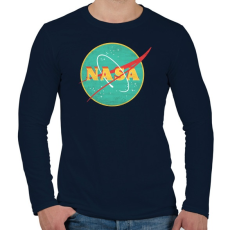 PRINTFASHION Retro Nasa logo - Férfi hosszú ujjú póló - Sötétkék