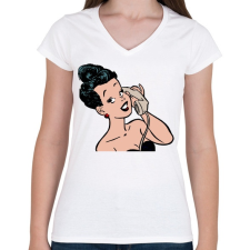 PRINTFASHION Retro - Női V-nyakú póló - Fehér női póló