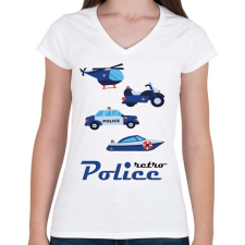 PRINTFASHION Retro rendőr - Női V-nyakú póló - Fehér női póló