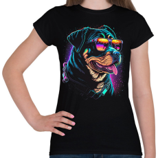 PRINTFASHION Retro Rottweiler - Női póló - Fekete