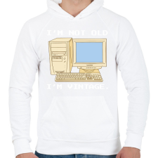 PRINTFASHION Retro számítógép - Férfi kapucnis pulóver - Fehér férfi pulóver, kardigán
