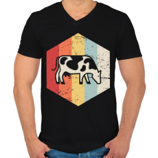 PRINTFASHION Retro szarvasmarha - Férfi V-nyakú póló - Fekete