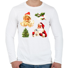 PRINTFASHION Retro télapó - Férfi hosszú ujjú póló - Fehér