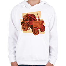 PRINTFASHION Retro traktor - Gyerek kapucnis pulóver - Fehér gyerek pulóver, kardigán
