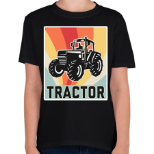 PRINTFASHION Retro Traktor - Gyerek póló - Fekete gyerek póló