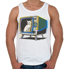 PRINTFASHION Retro TV - Férfi atléta - Fehér atléta, trikó