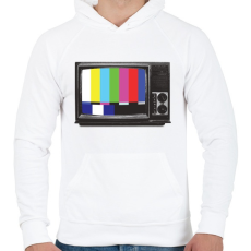 PRINTFASHION Retro TV - Férfi kapucnis pulóver - Fehér