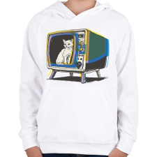 PRINTFASHION Retro TV - Gyerek kapucnis pulóver - Fehér gyerek pulóver, kardigán