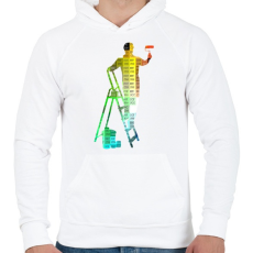 PRINTFASHION RGB Festő-Mester - Férfi kapucnis pulóver - Fehér